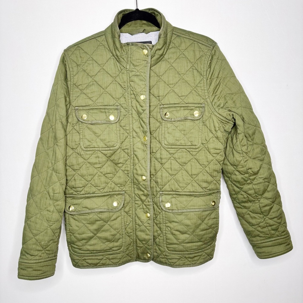 J. Crew Quilted Utility Jacket in Olive Green